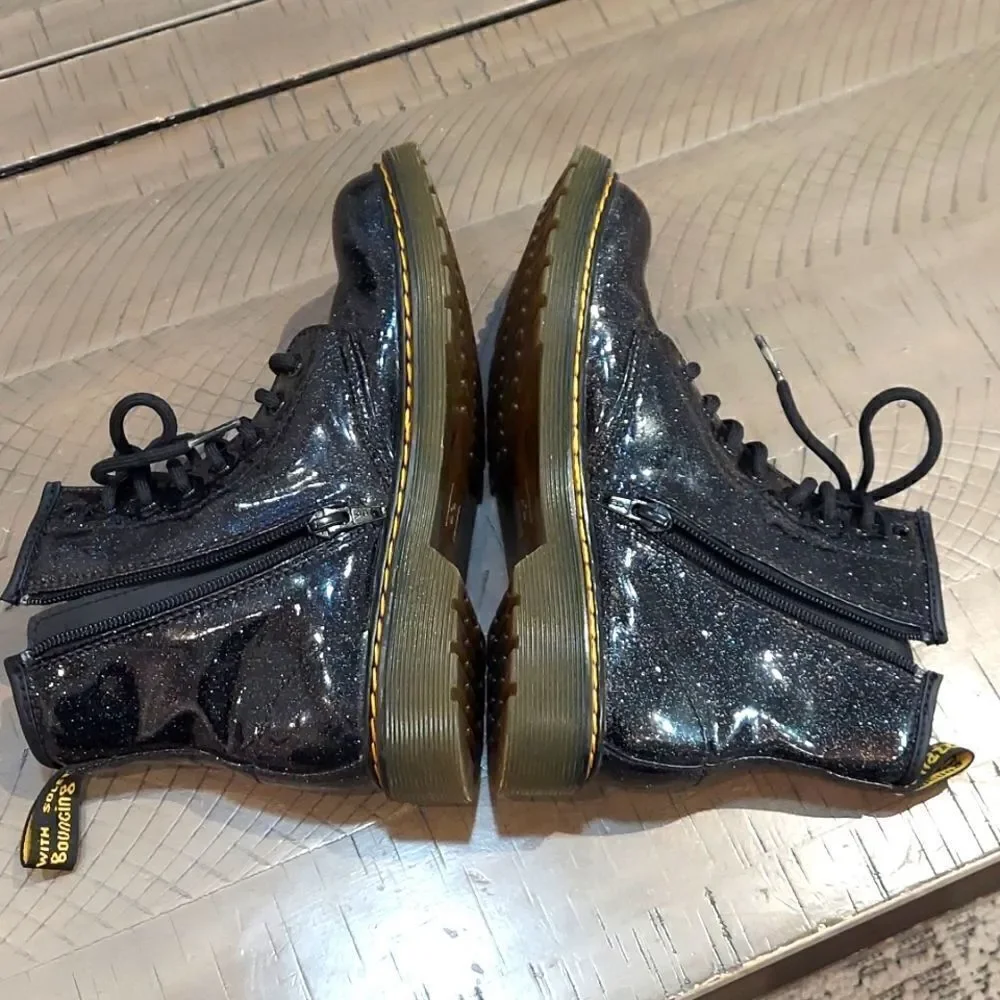 Dr. Martens Black Glitter 1460 Moto Boots Sz 4